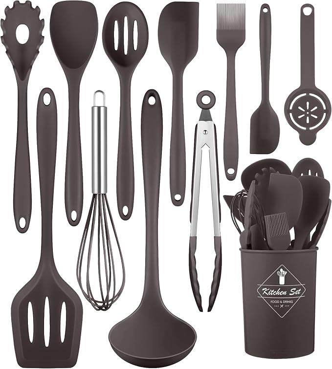 Kitchen Utensils Set-12 Pieces Silicone Cooking Utensils Set 392°F Heat by Pranski