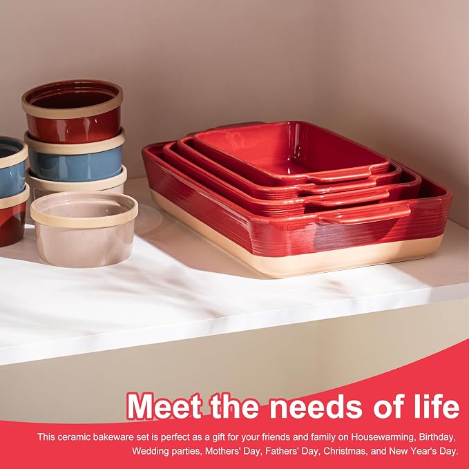 Dafuceramic Casserole Dishes for Oven, Baking Dishes, Ceramic Bakeware Sets of 4 - Image 7