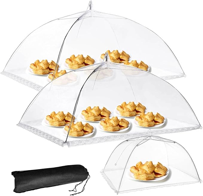 2 Pack Extra Large Food Tents SPANLA 41"X27" Pop-Up Mesh Food Covers by SPANLA