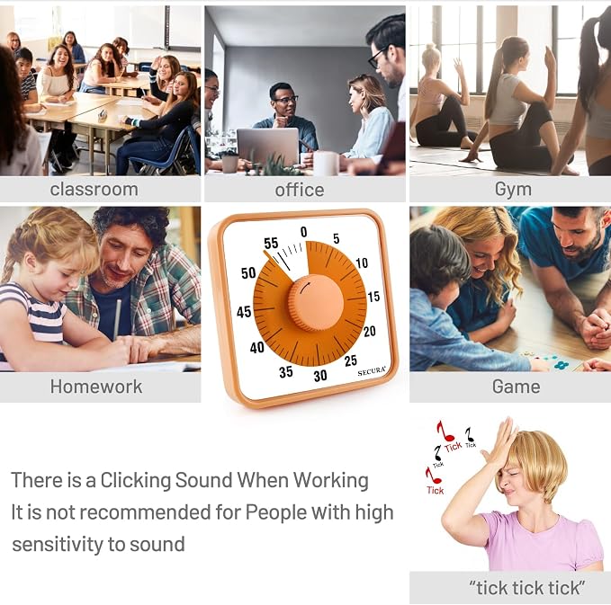 Secura 7.5 Inch Visual Timer, 60 Minute Oversize Countdown Visual Timer - Image 5