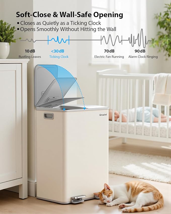 Lovewind Kitchen Trash Can, 2 x 8 Gallon Stainless Steel Trash and Recycle Bin - Image 4