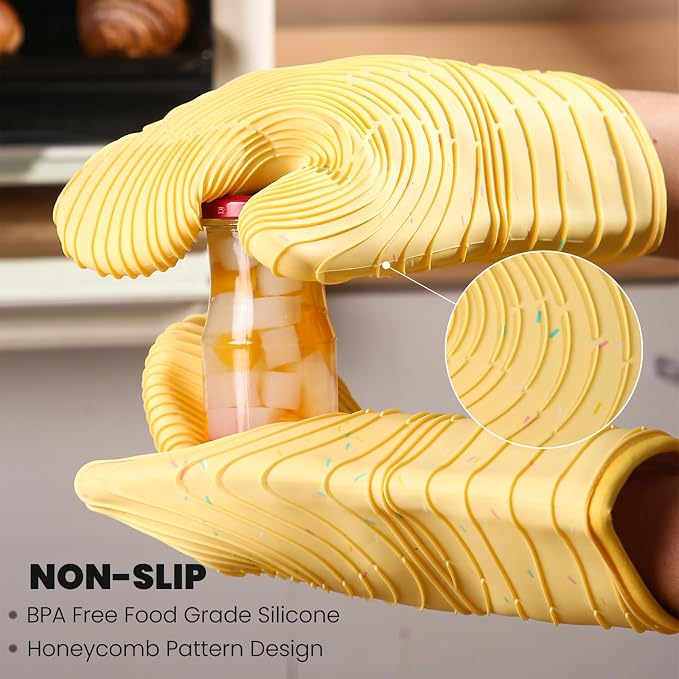 4 Pieces Oven Mitts and Pot Holders of Macaron Color Thickened Non-Slip - Image 7