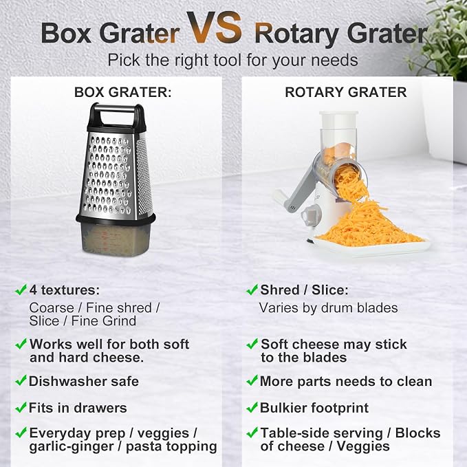 Ourokhome Cheese Grater with Handle, Stainless Steel Box Grater, 4 Side Kitchen - Image 8