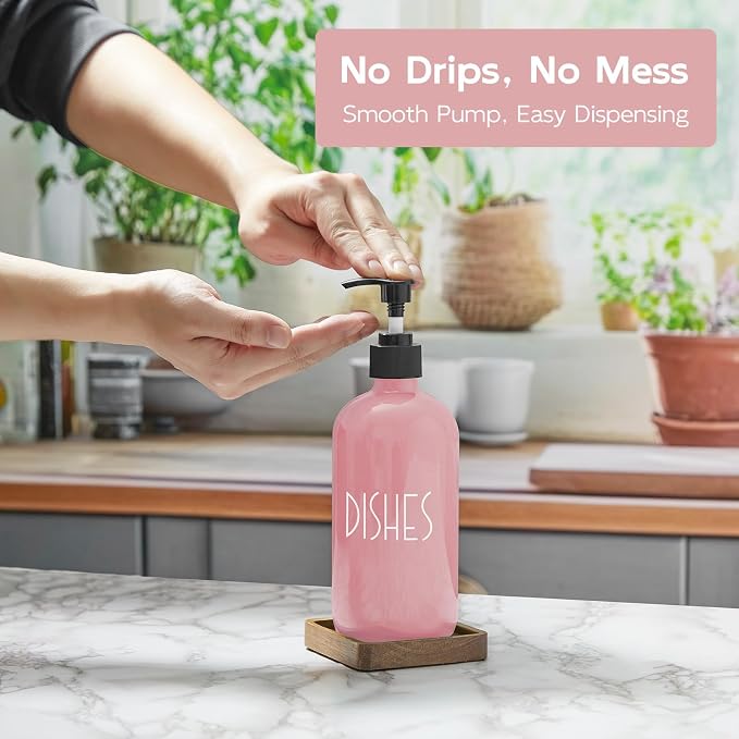 Pink Glass Dish Soap Dispenser - Image 3