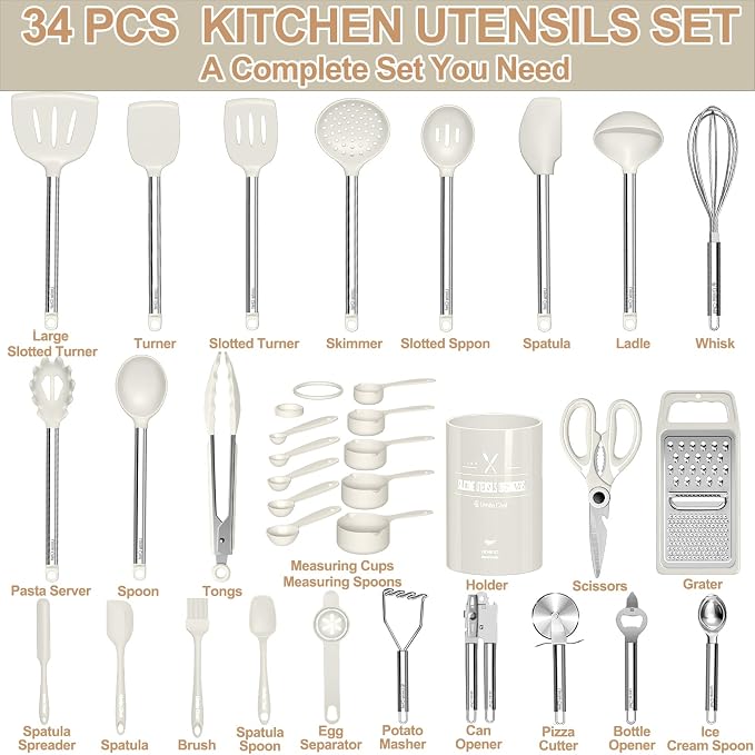 Kitchen Utensils Set-Umite Chef 34 Pcs Silicone Cooking Utensils Set - Image 2