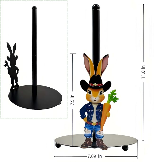 Cute Western Bunny Paper Towel Holder Countertop, Rustic Farmhouse Kitchen Decor - Image 4
