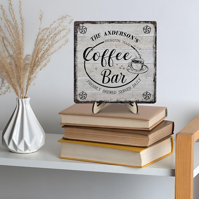 Vintage Coffee Bar Decor Sign, Rustic Wooden Plaque - Image 4