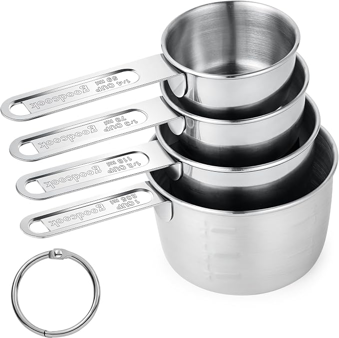 Measuring Cups 4 Pieces, Stainless Steel Measuring Cups, Stackable Design by -BINGBING-