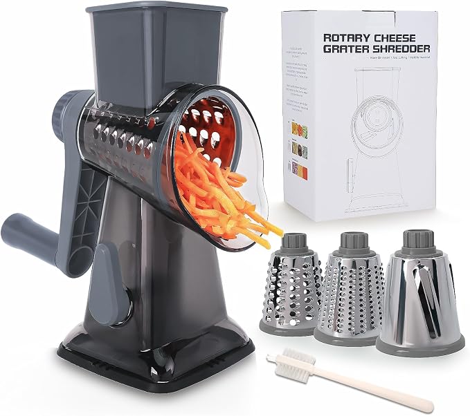 Rotary Cheese Grater with Handle-Versatile Cheese Grater Non-Slip Suction Base by Unknown