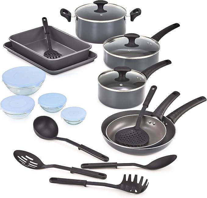 bella Cookware Set with Glass Lids with Nonstick, PFOA Free and Scratch by bella