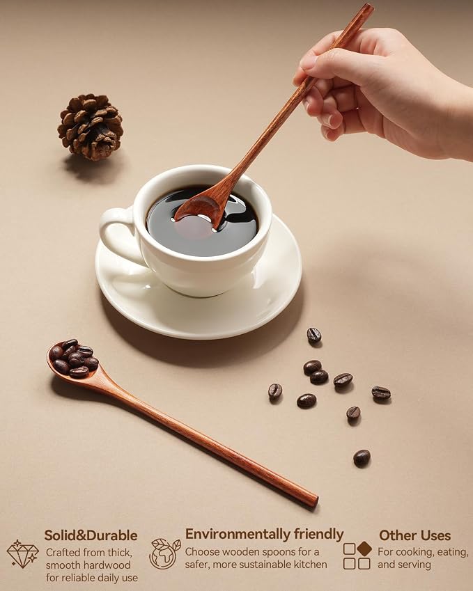 8Pcs Small Wooden Spoons for Eating, Wood Honey Spoon for Tea, Coffee&Soup - Image 4