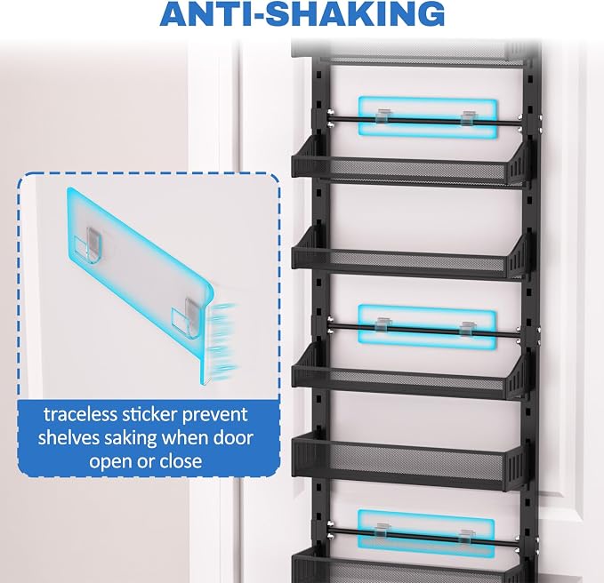coobest 8-Tier Over the door Spice Rack Organizer, Large Heavy Duty Metal Wall - Image 7