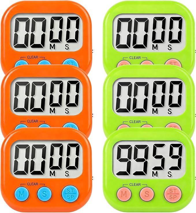 6 Pack Digital Kitchen Timer Small Classroom Timers by VOULOIR