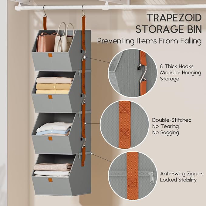 Homsorout Hanging Closet Organizer 4 Tier - Image 2
