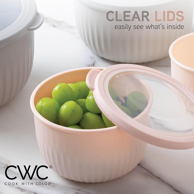 COOK WITH COLOR Prep Bowls with Lids- Wide and Deep Nesting Plastic Small - Image 3