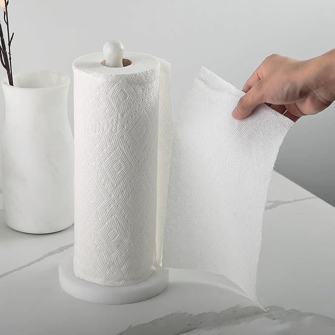 Koville Natural Marble Paper Towel Holder Countertop, 6“ Genuine Stone Paper - Image 8