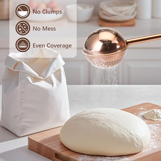 HULISEN Flour Duster for Baking, One-Handed Operation, 304 Stainless Steel - Image 2