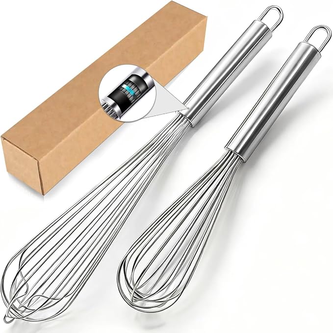 18/10 Stainless Steel Large Whisk Set of 2, 15.5 inch Heavy Duty Long Whisk and by LKEAKICN
