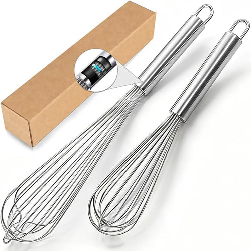 18/10 Stainless Steel Large Whisk Set of 2, 15.5 inch Heavy Duty Long Whisk and by LKEAKICN