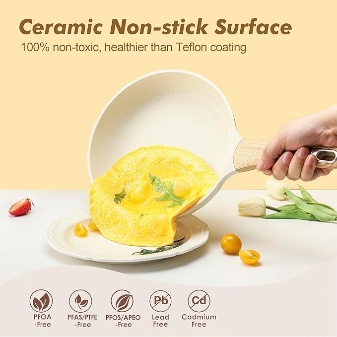 SENSARTE Ceramic Cookware Sets, Pots and Pans Set Nonstick, 20-Piece Induction - Image 2