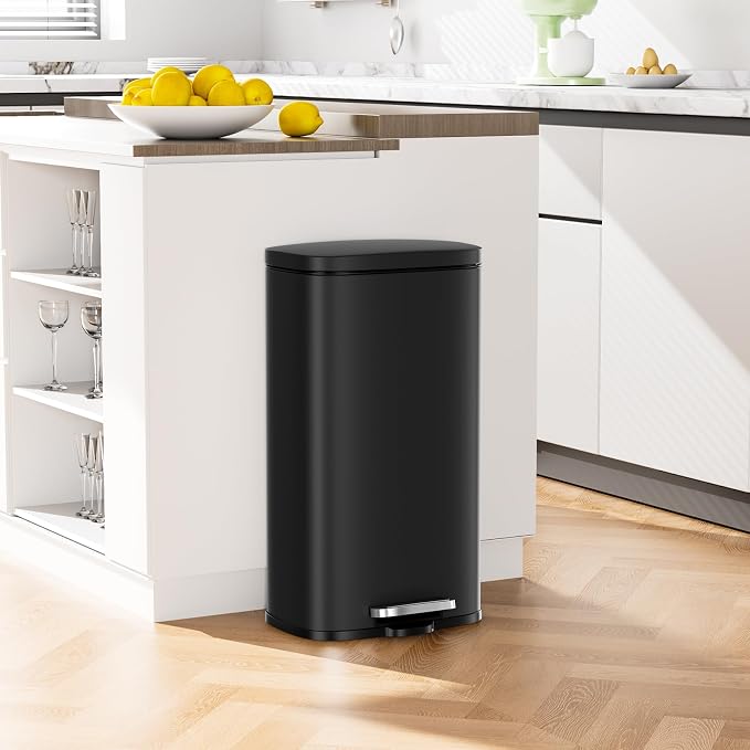 Arlopu13.2 Gallon Step Trash Can, Stainless Steel Garbage Bin, Soft-Close - Image 9
