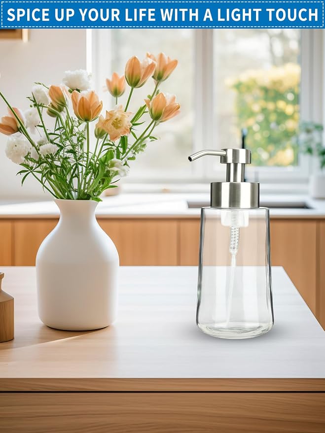 Foaming Hand Soap Dispenser Set, 16 oz Large Glass Soap Dispenser, Foam - Image 7