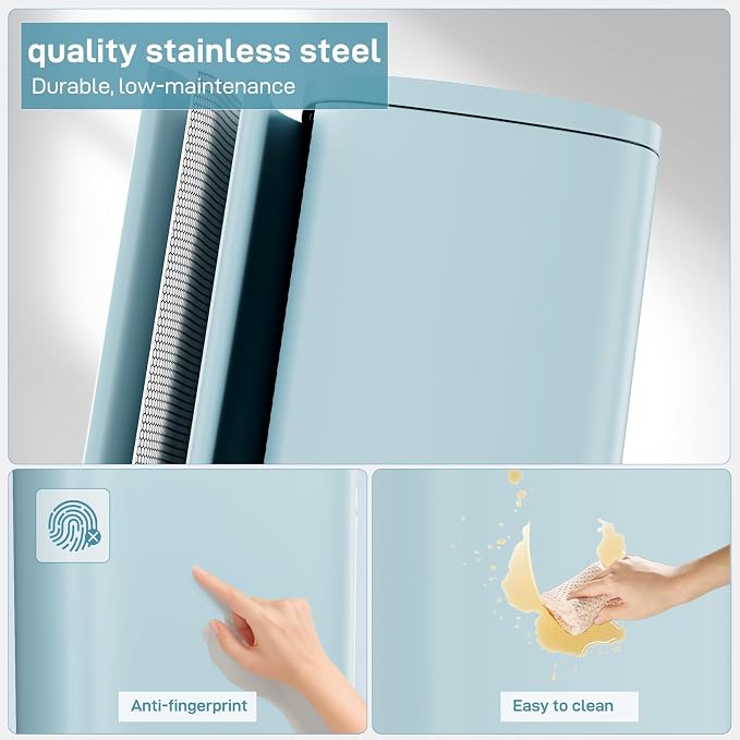 Arlopu 8/13.2 Gallon Step Trash Can, Stainless Steel Garbage Bin, Soft-Close - Image 3