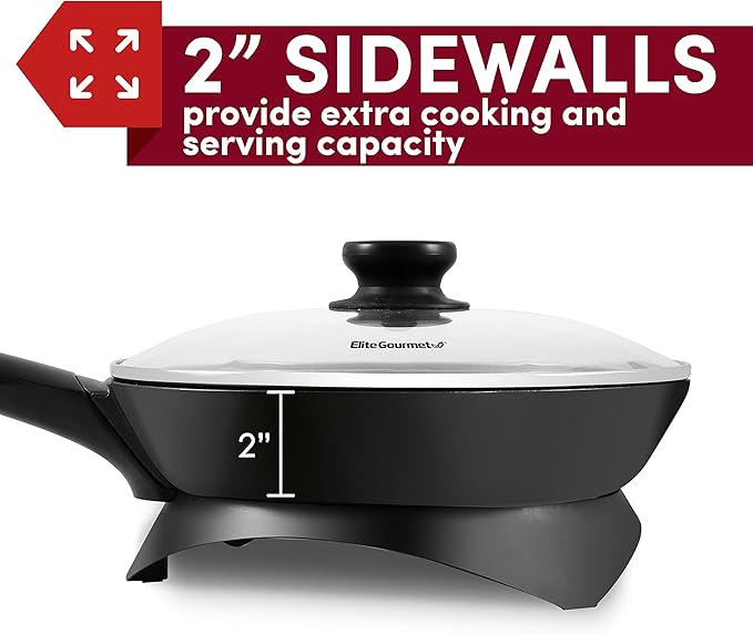 Elite Gourmet EG6207# Scratch Resistant 10.5-inch Fry Pan, Easy-Pour Spout - Image 3