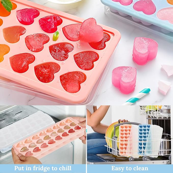 Heart Shape Ice Cube Tray 2PCS Mini Heart Ice Mold Silicone Heart Ice Cube Molds - Image 7