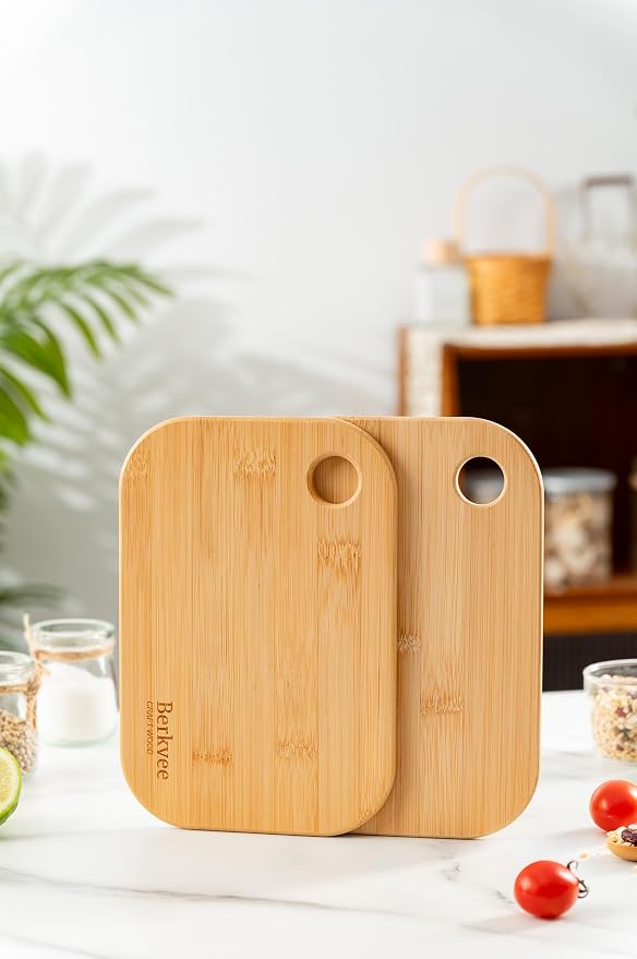 2 PCs Berkvee Small FSC-CERTIFIED Bamboo Wood Cutting Board Set – Mini - Image 5