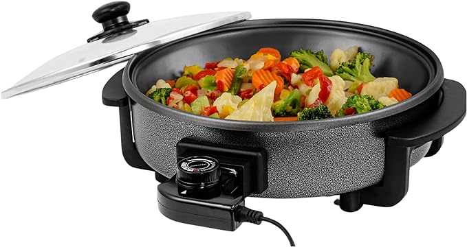 OVENTE 11.5-Inch Electric Skillet & Frying Pan, 1400W Nonstick Cooking Pan by Ovente+
