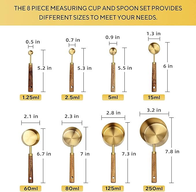 Measuring Cups and Spoons Set of 8, Kitchen/Food/Liquid/Baking - Image 6