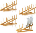 4 PCS Wooden Dish Drying Rack Bamboo Plate Dish Rack Stand Kitchen Cabinet by TIE-DailyNec