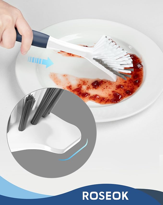 ROSEOK Dish Brush with Built-in Scraper, Kitchen Scrub Brush - Image 2