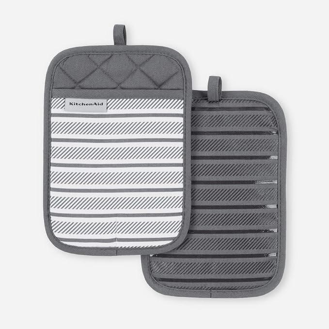 KitchenAid Albany Pot Holder 2-Pack Set, Charcoal Grey by KitchenAid