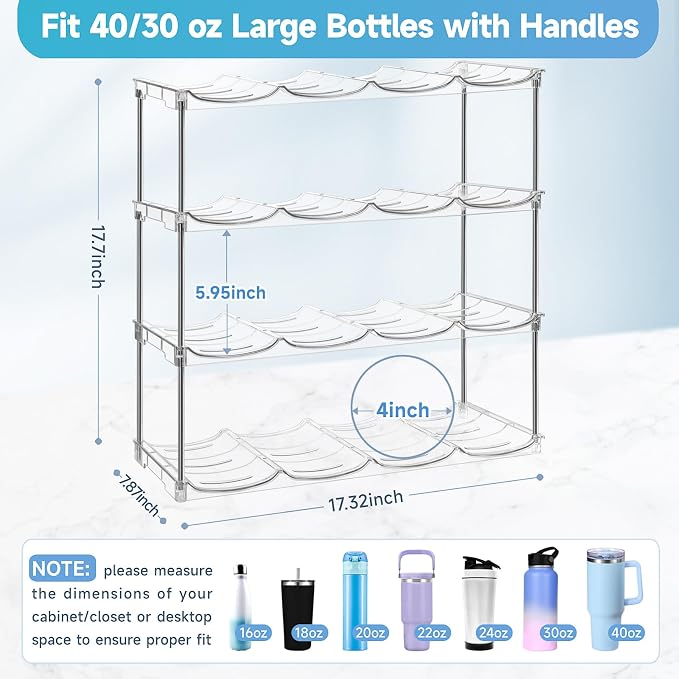 Larger Water Bottle Organizer for Stanley 40 oz Tumbler, Stackable Water Bottle - Image 3