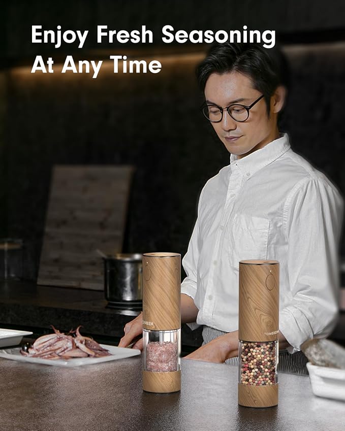 TOMEEM Upgraded Larger Capacity Electric Salt and Pepper Grinder Set - Image 8