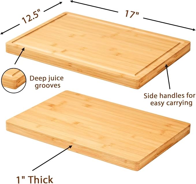 Allsum Large Bamboo Wood Cutting Boards - Image 3