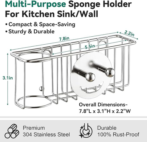 3-IN-1 Multiuse Sponge Holder for Kitchen Sink, Sponge Caddy for Scrub - Image 2