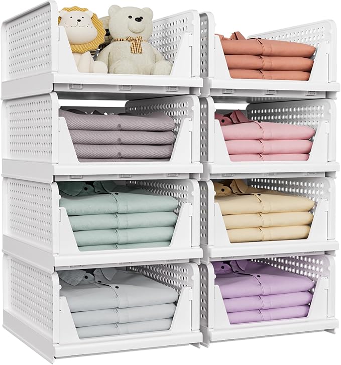 SNSLXH 5 Pack Stackable Closet Storage Basket, Space-Saving Clothes Storage - Image 9