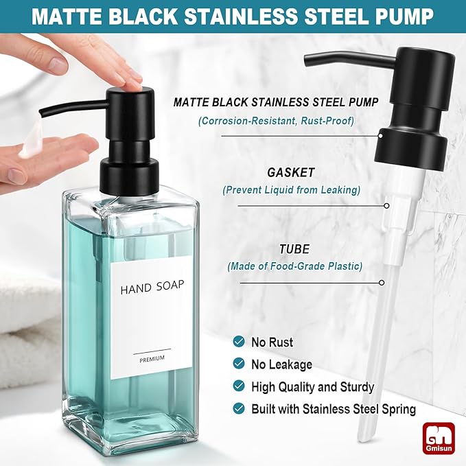 GMISUN Glass Soap Dispenser - Image 3