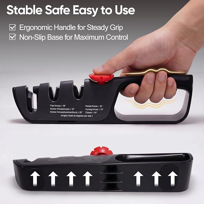 USELUCK Knife Sharpener, 6 Adjustable Sharpening Angles, Diamond-Coated Ceramic - Image 7