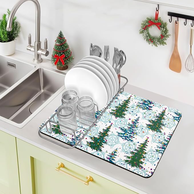Bloss Christmas Dish Drying Mat, 19x12 Inch Coffee Mat by Bloss
