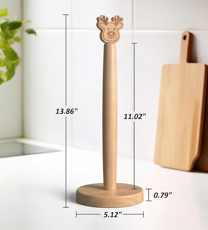KitchLife Cute Wooden Paper Towel Holder Countertop - Image 2