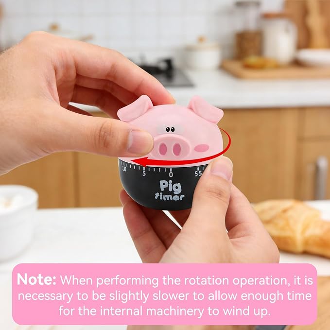 Cute Pig Kitchen Timer, 55 Minute Timer Mechanical Count Down Timer Clock - Image 4