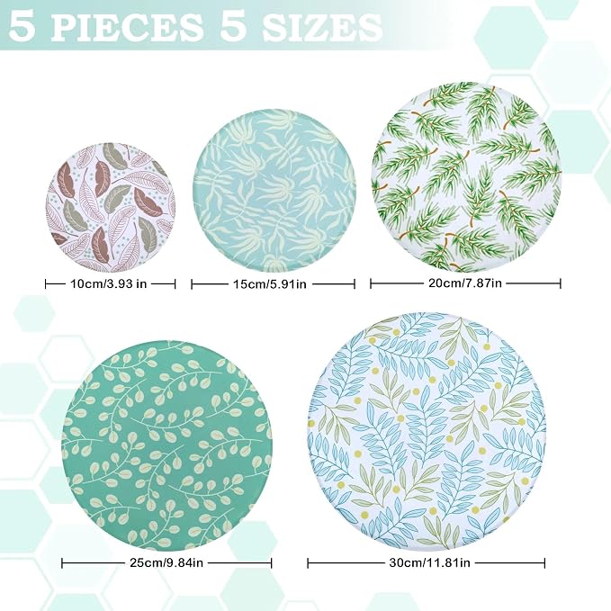 5-Size Reusable Beeswax Bowl Covers - Image 2