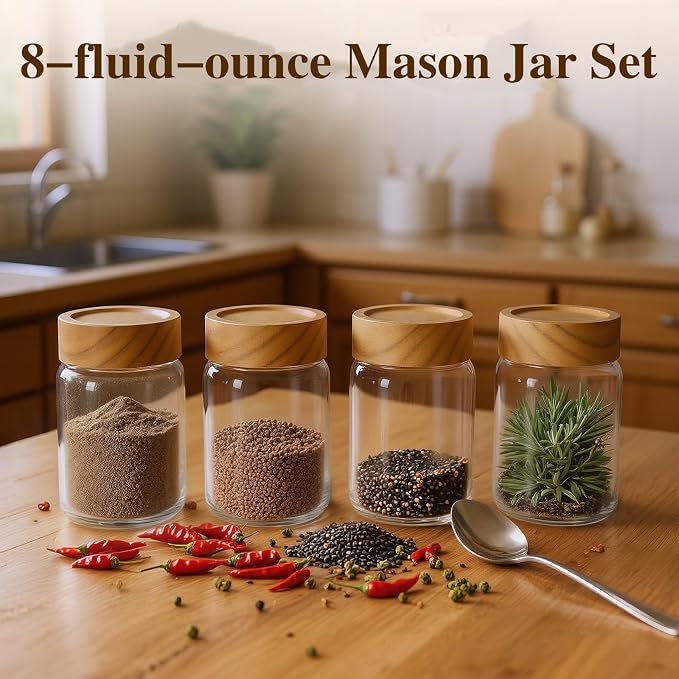 6-Pack 8 fl oz Stackable Airtight Glass Jars – Small Mason Jars designed - Image 6