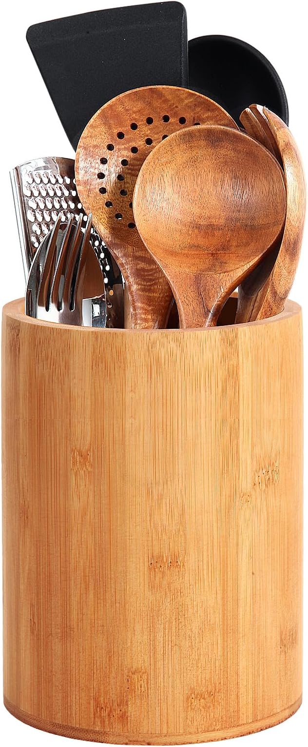Bamboo Utensil Holder, Large Utensil Holders by SLNIHAMS