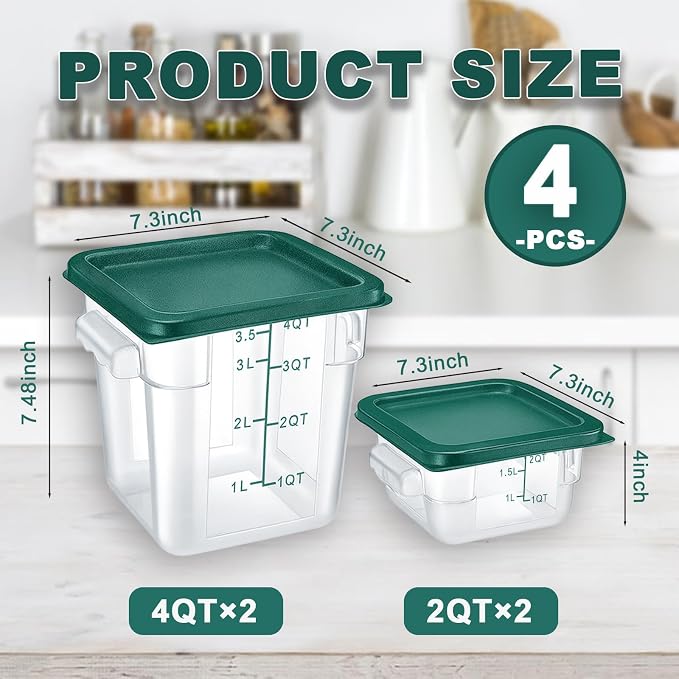 4 Pack 2QT & 4QT Food Storage Containers - Image 9