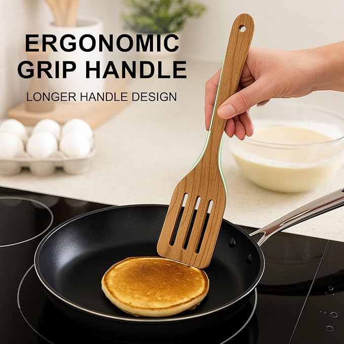 9 Pack Best Wooden Spoons Non Toxic Cooking Utensil Set - Image 8